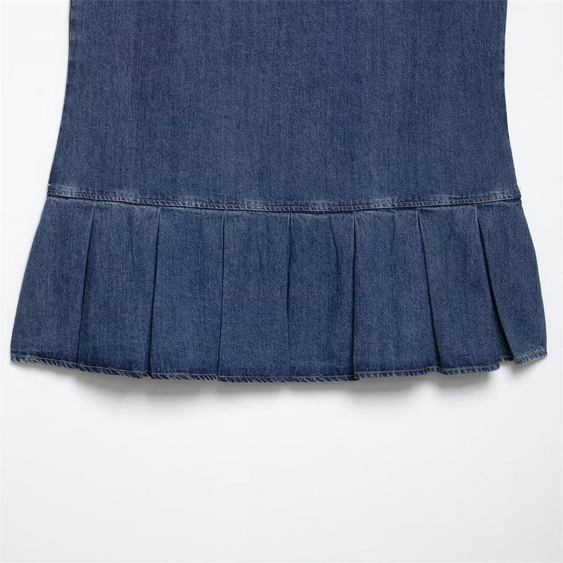 Embroidered Denim Skirt Style Sleeveless Tank Dress