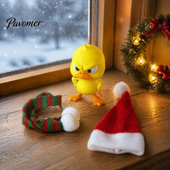 Décoration de pièce amusante et festive, Ornement Petit Canard de Noël, Figurine Mignonne Imprimée en 3D, Animaux Figurine Amovible pour la Maison et Design Foulard,
