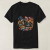 Retro Vintage American USA Flag Flames Motorcycles TShirt 100 Cotton ONeck Short Sleeve Summer Casual Mens Tshirt Streetwear
