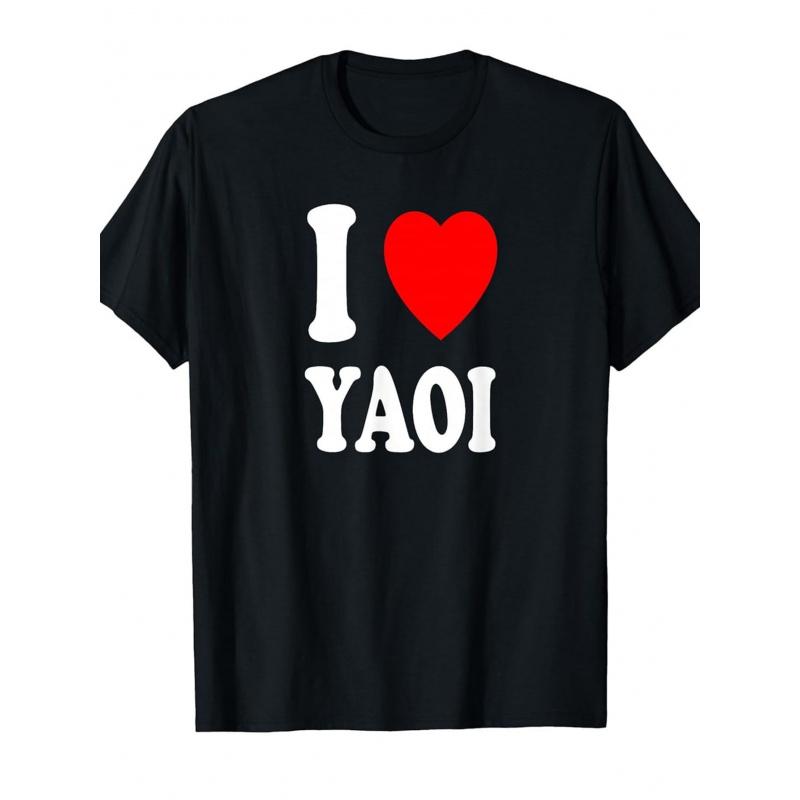 Men'S & Women'S Yaoi Manga Graphic T-Shirt - I Heart (Love) Japanese Anime Artwork, 100% Cotton Soft Crew Neck Short Sleeve Tee, S-XXXL Sizes, Casual