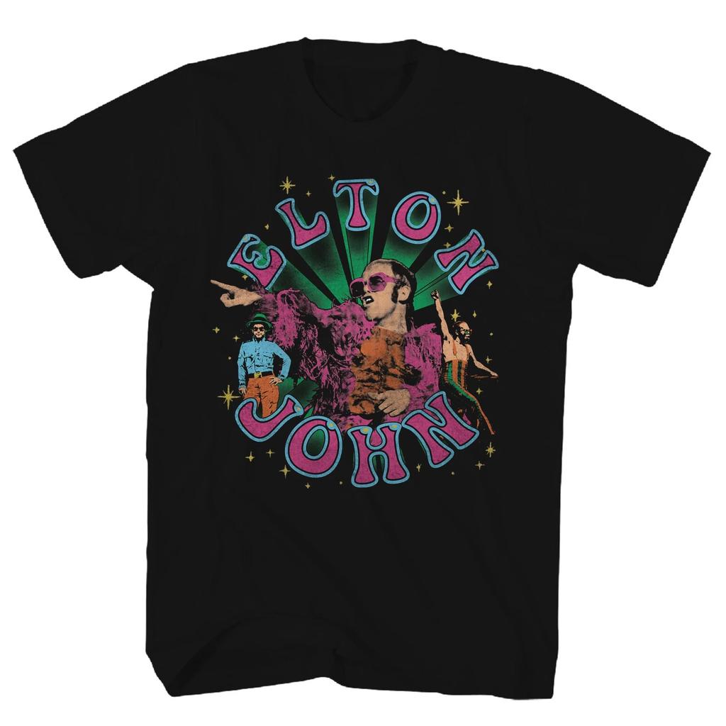 Elton John Images T Shirt Mens Rock and Roll Music Classic Band Tee New Black