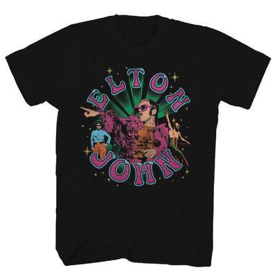 T-shirt Elton John Uomo Rock and Roll Musica Classica Band Tee Nuova Nera