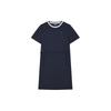 Logo Color Block Neckline Casual Loose Soft Comfortable Breathable Knit Pullover Round Neck Short Sleeve Dress Women Dresses F11W424304F-DB