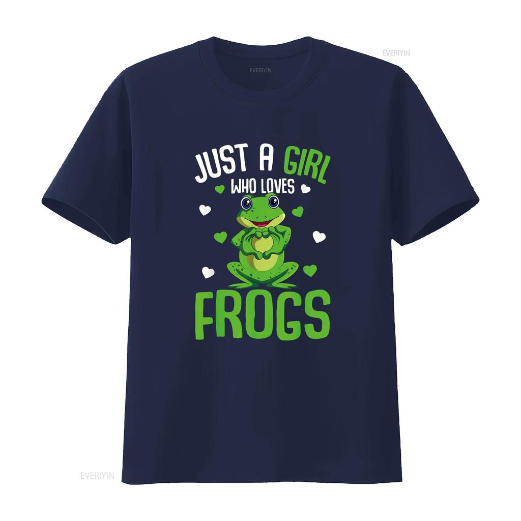 Just A Girl Who Loves Frogs Kids Girls Frog T Shirt vintage Washed Slightly homme Comfortable Versatile Stretched Unisex
