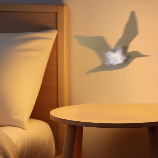 Ambient Light 3D Shadow Night Light Creative Bird Cat Silhouette Night Lamp with Suction Cups Warm Glow Ambient Lighting for Bedroom Living Room