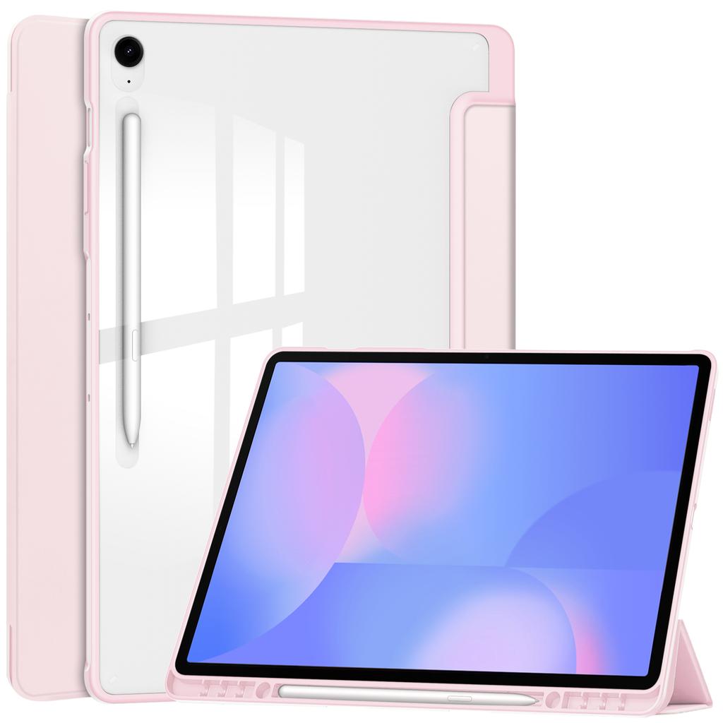 For Samsung Galaxy Tab S10 FE+ Case Clear Acrylic Leather Tablet Cover Support Auto Sleep/Wake