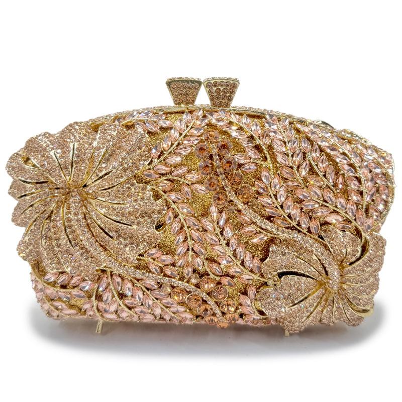 Sac de soirée pour femme à fleurs et diamants Sacs à main Nouveau Cristal Mariage de mariée Strass Pochette Sacs WHTUOHENG Sacs à main Pochette de soirée