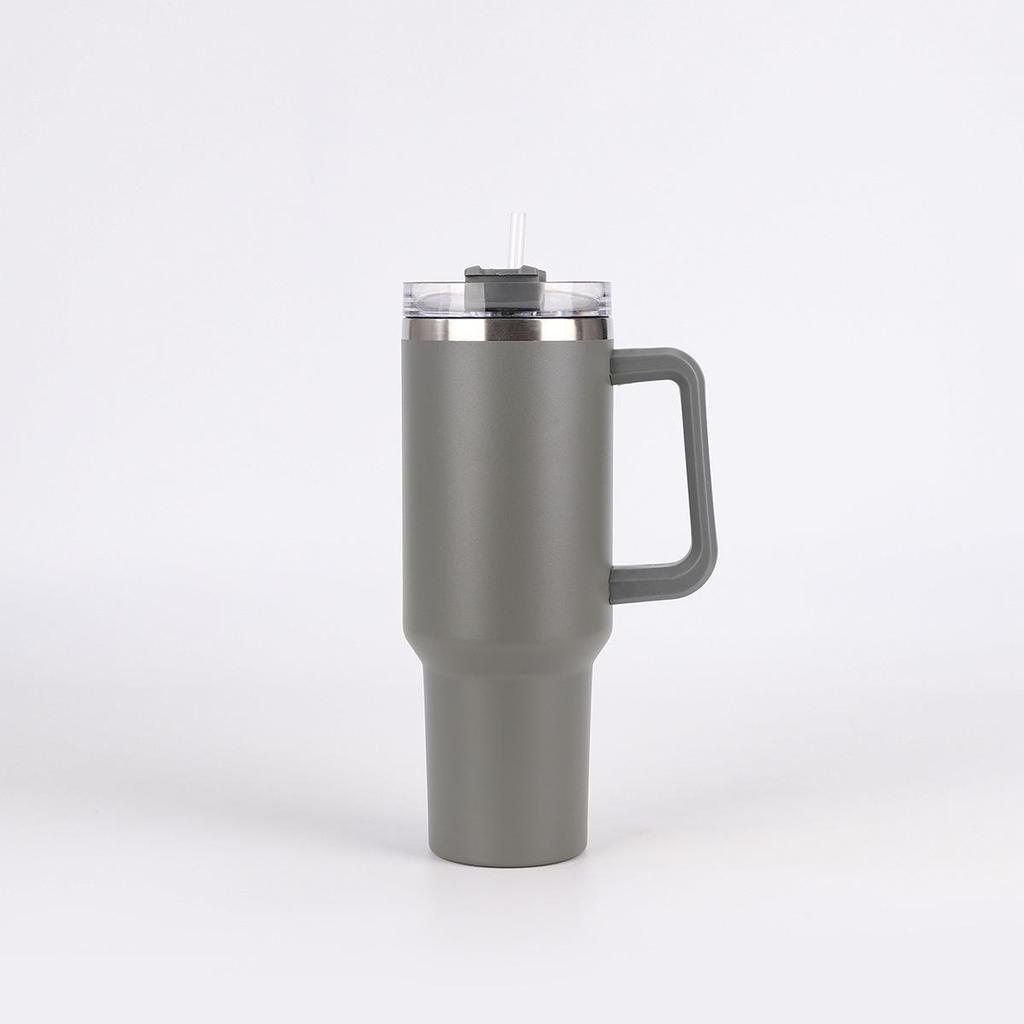 Vaso de Viaje de Acero Inoxidable de 40 oz con Asa y Pajita - Aislado para Bebidas Calientes y Frías, Personalizable