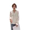 Trendy Spring 2025 V-Neck Long-Sleeve Petite French Lace Blouse for Women