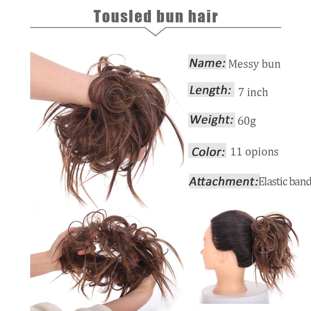 Syntetisk Chignon rotete Scrunchies Elastisk bånd hårbolle Rett oppsatt hårpynt Høy temperatur fiber Naturlig falskt hår