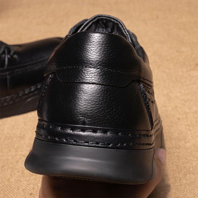 Genuine Leather Men's Leather Shoes Men's Cowhide Business Casual Shoes Round Toe Toe Shoes Soft Soled Thick Soled Shoes One Foot Men's Shoes