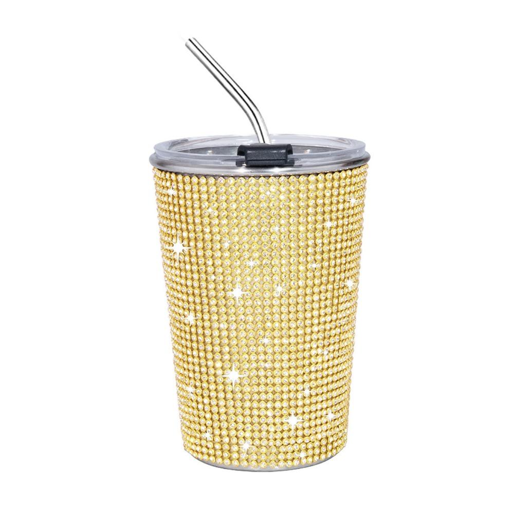 500ml Rhinestone Water Cup Sparkling Bling Stainless Steel Water Bottle Reusable Unbreakable Glitter Coffee Mug Bridemaid Gift