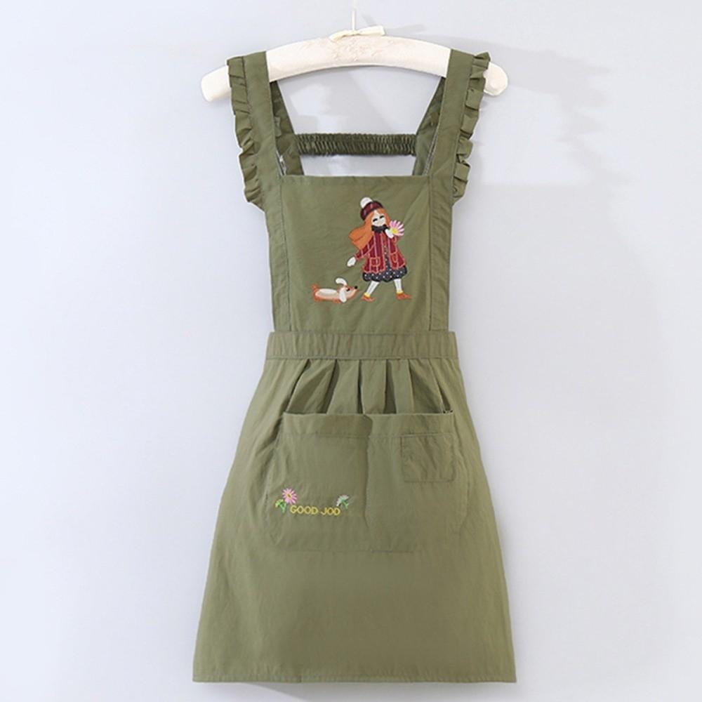 Cartoon Kitchen Apron Princess Style Anti-fouling Cooking Baking Bibs Cross Back Waterproof Restaurant Uniform for Women