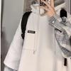 Herfst Geruite Mouw Tweedeelig Losse Hoodie