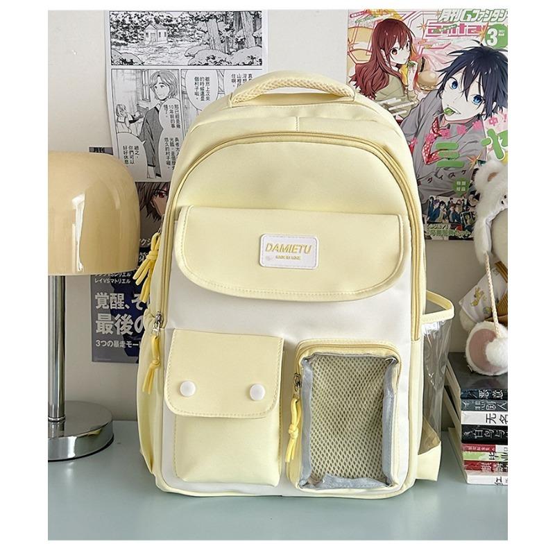 High school students large-capacity backpack new fresh and sweet two-dimensional color contrast bar