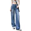 ZeoYoee Denim Solid Straight Stylish Perfect for Everyday and Autumn Women's Wide-Leg Pants, Color, Fit, High-Waisted Trousers, Flattering,