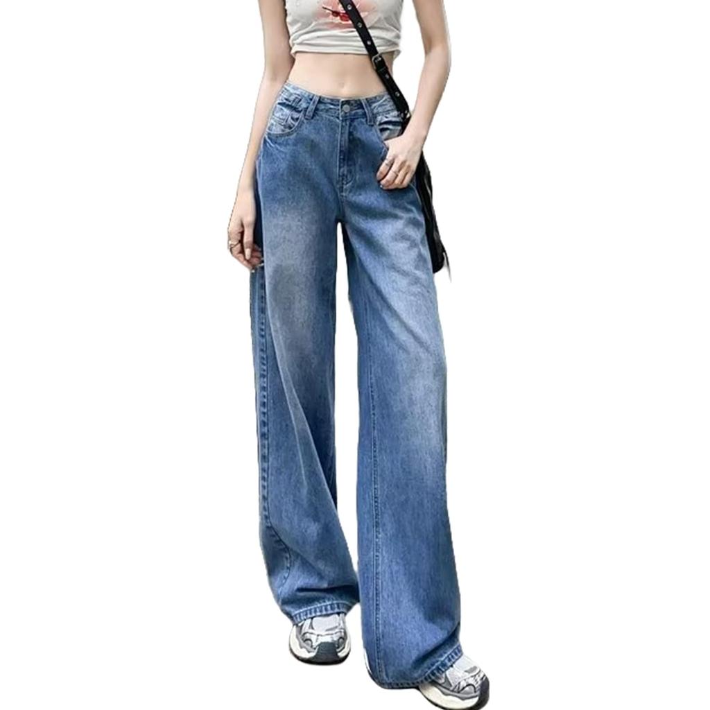 ZeoYoee Denim Solid Straight Stylish Perfect for Everyday and Autumn Women's Wide-Leg Pants, Color, Fit, High-Waisted Trousers, Flattering,
