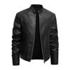 Men's Trendy Versatile PU Leather Motorcycle Jacket with Stand Collar for Autumn and Winter