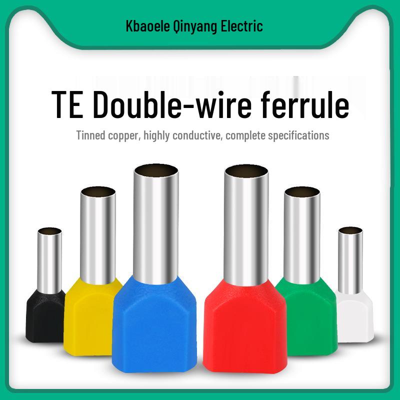 TE Double-Wire Tube Terminal Block: European Cold-Pressed Connector, Tube-Shaped Pin, Needle Wire Lug