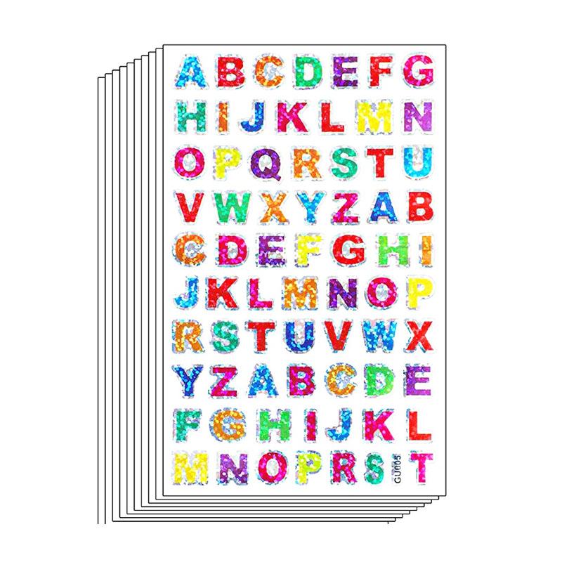 

10 Sheets English Alphabet Stickers Self Adhesive Letter Stickers Metallic Finish Diy Scrapbook Birthday Card Craft Scrapbooking