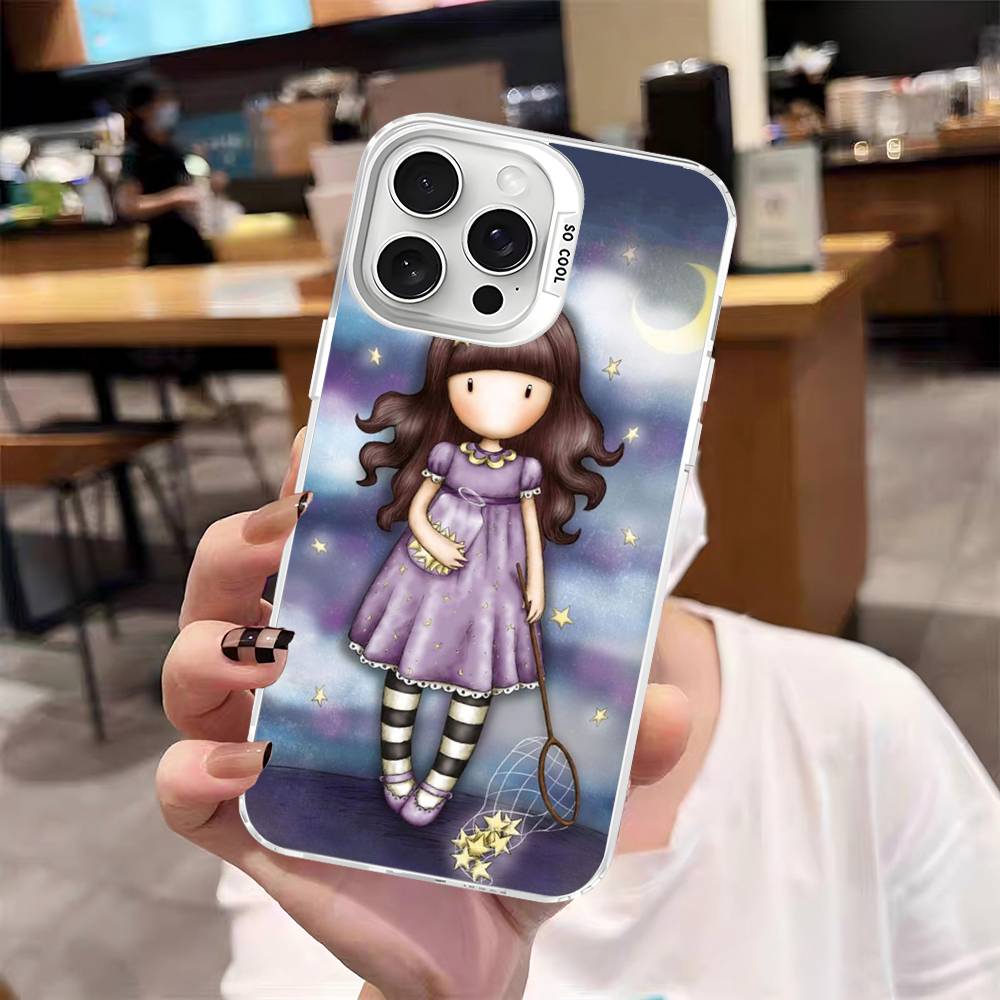 Cute Gorjusses Cartoon S-Santoro Phone Case Color Silver Shell For LPhone 17 16 16e 15 14 13 12 11 Pro Max Plus