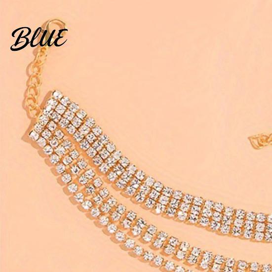 Beach Anklet Women Anklet Sparkling Three-Layer Rhinestone Durable Alloy Adjustable