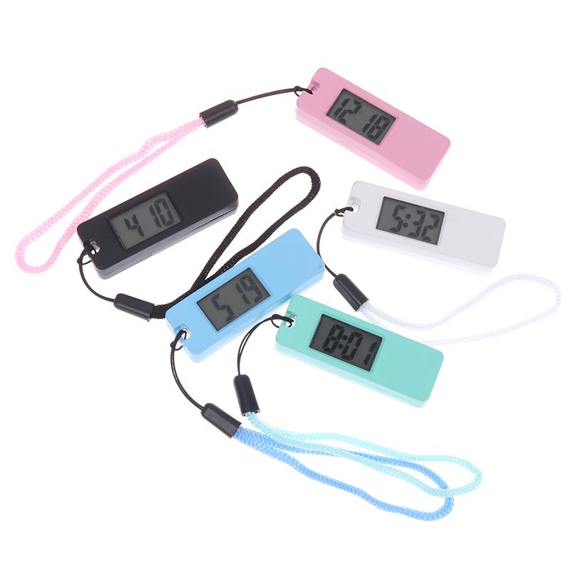 1 יחידה מחזיק מפתחות לד זוהר שעון כיס מיני LCD דיגיטלי שקט שעון אלקטרוני נייד סטודנט מבחן נסיעות שעון כיס