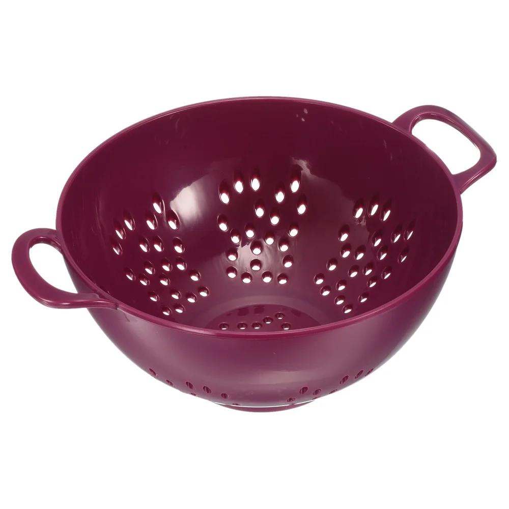 Plastic Food Colander with Double Handles Lightweight Durable Mini Fruit Drainer Basket Washing Vegetables and Pasta 14.8cm