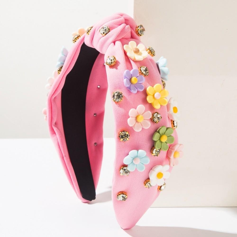 

Gifts Baroque Diamond Flower Headband Wide Floral Accessories Sweet Headbands Candy-colored Women s Hair Accessories розовый