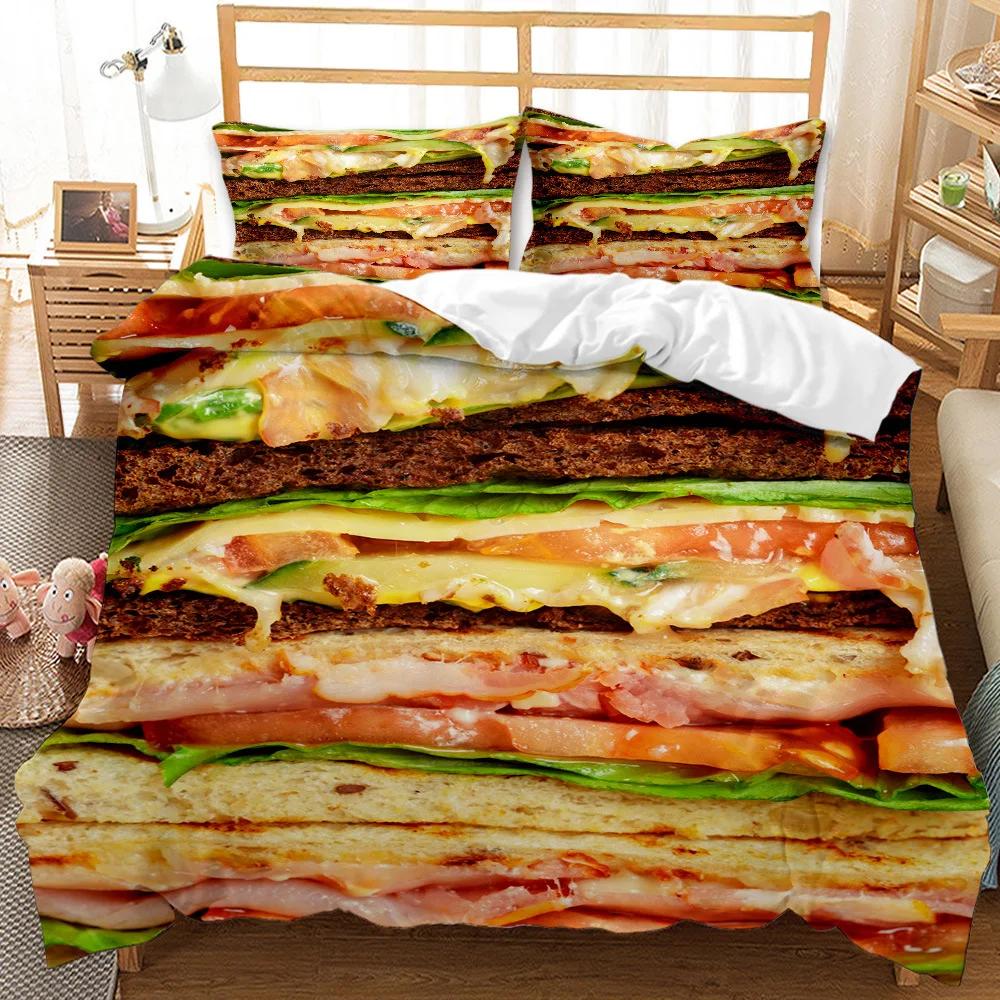 Quality Cotton Bedding Set Winter Duvet Cover Sets Reactive Printing Small Fresh Food Doughnut Bedding Sets