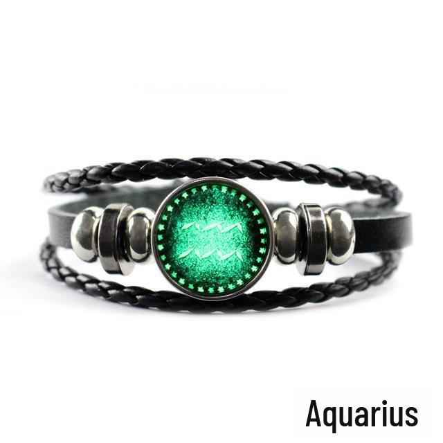 Zodiac Sign Leather Bracelets - European & American Multi-layer DIY Couple Bracelets