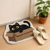 Tappeto da Bagno Peluche, Tappetino Antiscivolo Assorbente Soffice, Carino Tappetino Gatto Nero per Ingresso Camera da Letto Soggiorno