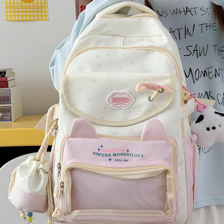 Schoolbag cute star cat junior high school student schoolbag large capacity high school student backpack small fresh girl pain bag baby bag