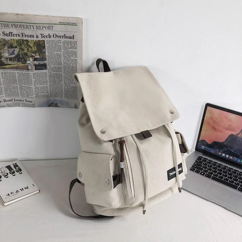 

Модный бренд школьный рюкзак мужской большой вместимости модный женский рюкзак из холста для студенток колледжа и старшеклассниц рюкзак для учениц средней школы White