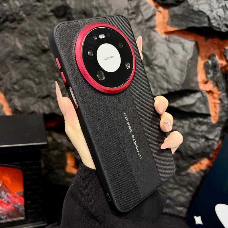 For Huawei Mate 80, 80 Pro, 80 Pro Max Case Red Camera Frame Luxury Textured Ultimate Design Leather Protective Cover Huawei Mate 80