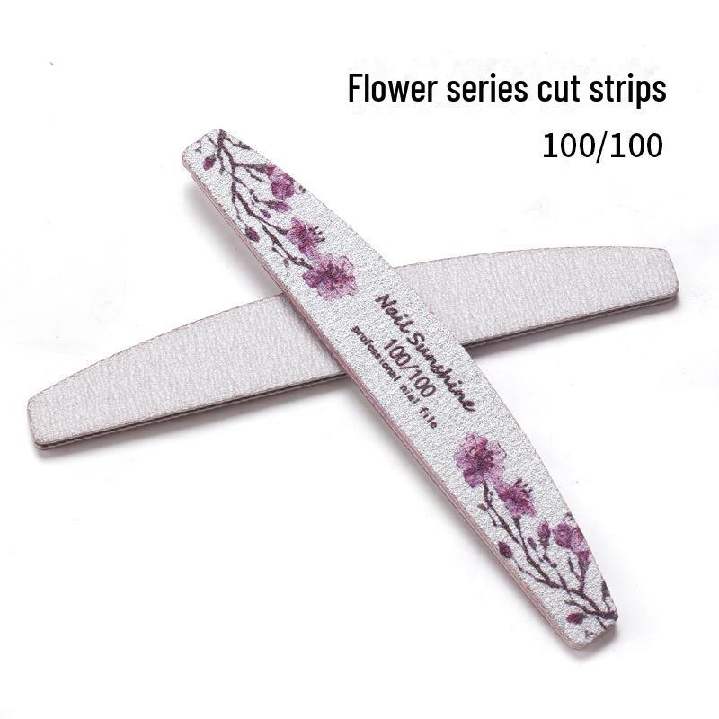 

Популярная пилка для ногтей с цветочным узором в форме полумесяца - износостойкие шлифовальные полоски