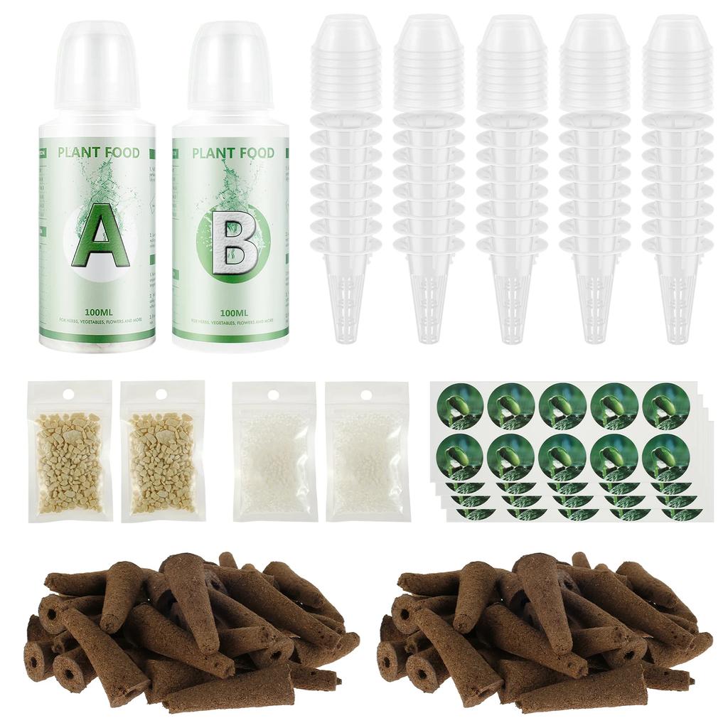 166Pcs Hydroponic Garden Accessories Pod Set Reusable Plant Pod Kit Clear Hydroponic Grow System Seed Pod Kit Garden System Home