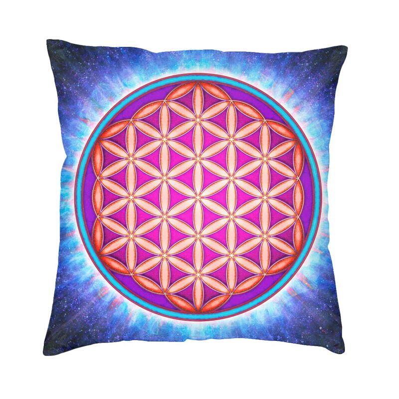 Sacred Geometry Flower Of Life Kuddfodral 45*45cm för vardagsrumssoffa Geometrisk Mandala Kuddfodral Sammets örngott
