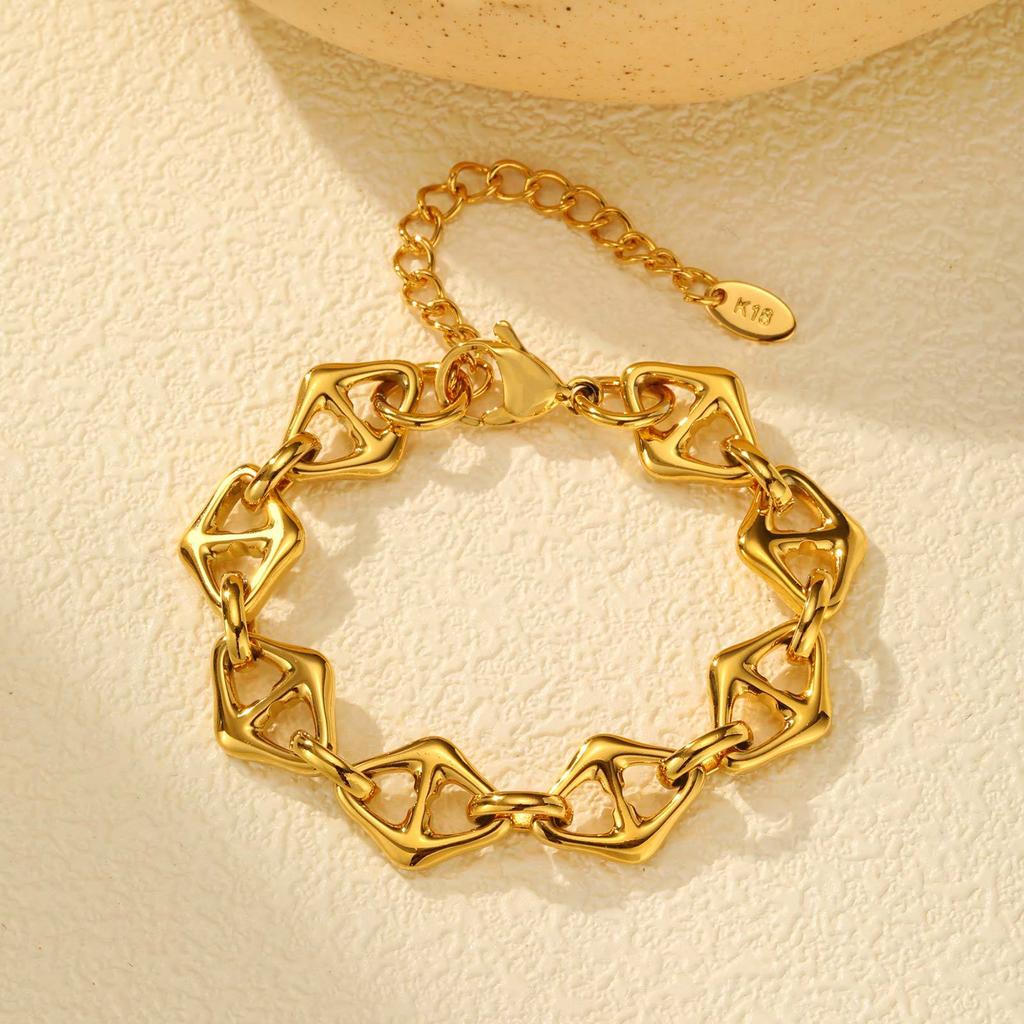 Jewelry Stainless Steel Hydraulic Rhombus Japanese Geometric Gold Bracelet Women