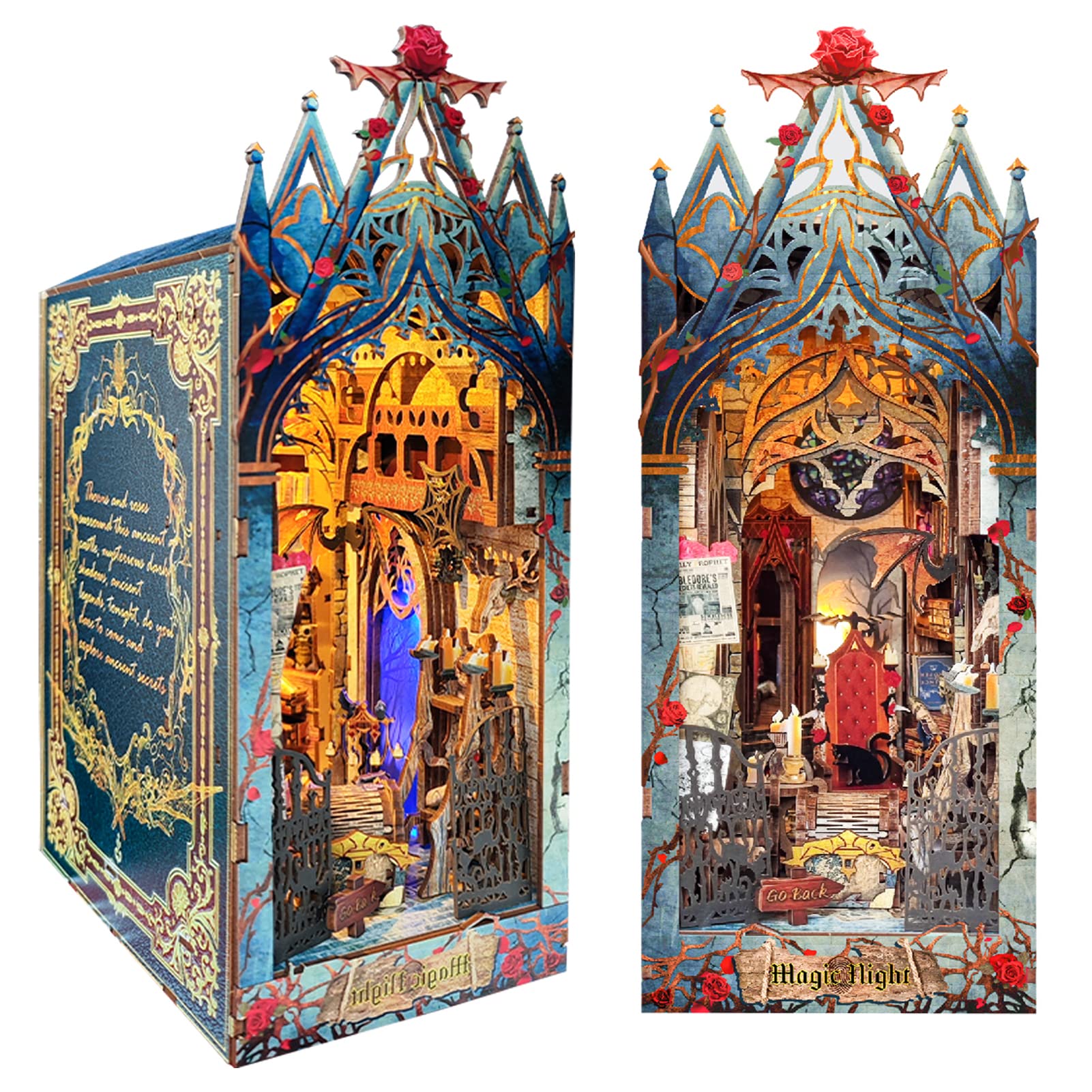 

Spilay DIY Wooden Miniature Dollhouse Handmade Kit Furniture Set Interior Ornament Housewarming Creative + LED Light, 3D Puzzle Toy for Kids,