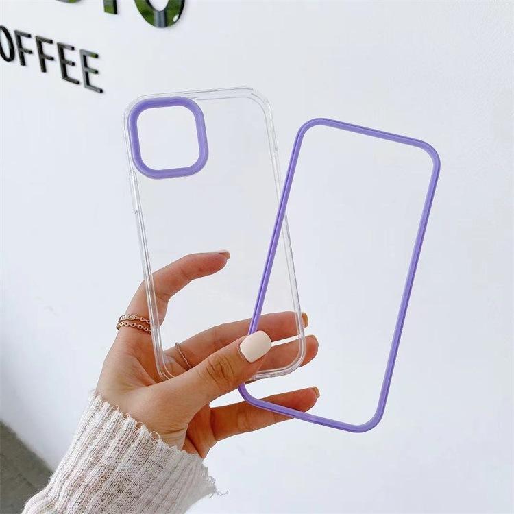 Applicable to Apple 12Pro mobile phone case, transparent anti-drop iphone11 contrasting lens protective case, three-in-one hard case