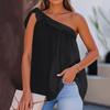 Women's Summer Tie One Shoulder Irregular Sleeveless Loose Shirt Casual Top