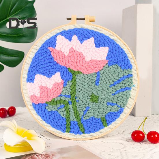 Punch Stitch Kit Healing Weave Punch Stitching Kit für Erwachsene und Kinder, DIY Punch Needle Stickset mit Werkzeug, Garne, Hoop für Anfänger