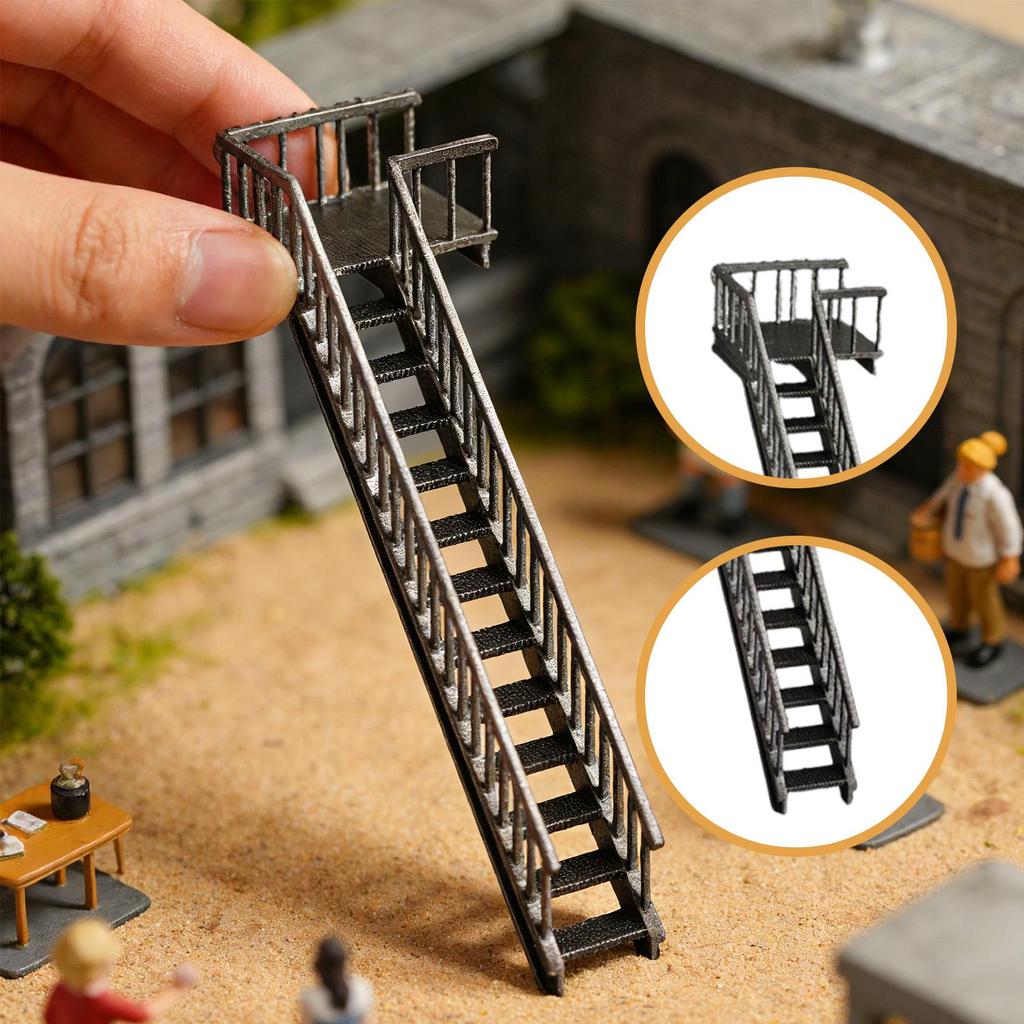1/64 Maßstab Treppenmodell Miniaturtreppen, DIY Diorama Displayständer Dachbodenleiter für Puppenhaus
