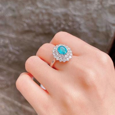 Neue Mode Temperament Prinzessin Blume Form Blau Öffnung Ringe Für Frauen Zirkon Hochzeit Engagement Party Feine Temperament Schmuck Geschenk
