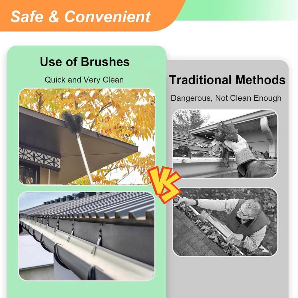 Flexible Bendable Gutter Cleaning Brush Head With Steel Wire For Efficient Debris Removal Drainage Systems Cleaning Tool