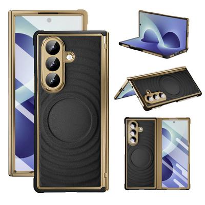 Galaxy Z Fold8 Hülle Galvanisiertes PU-Leder Magnetischer Snap-on Cover Mit Verstärkter Scharnierstütze Fold7 Kompatibilität