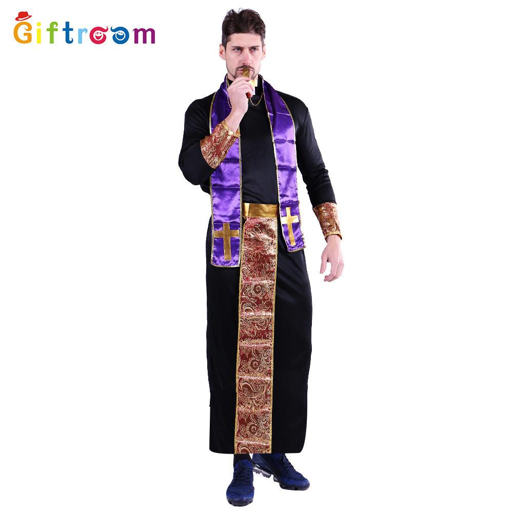 Cosplay Impressive Halloween Priest Costume For Men Crafted From Durable Fabric Polyester