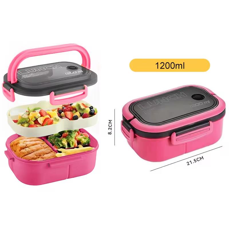 1300ML 4Lunch Box with Tableware Microwavable Dishwasher Cleaning Hermetic Bento Box for Students Adults School Office