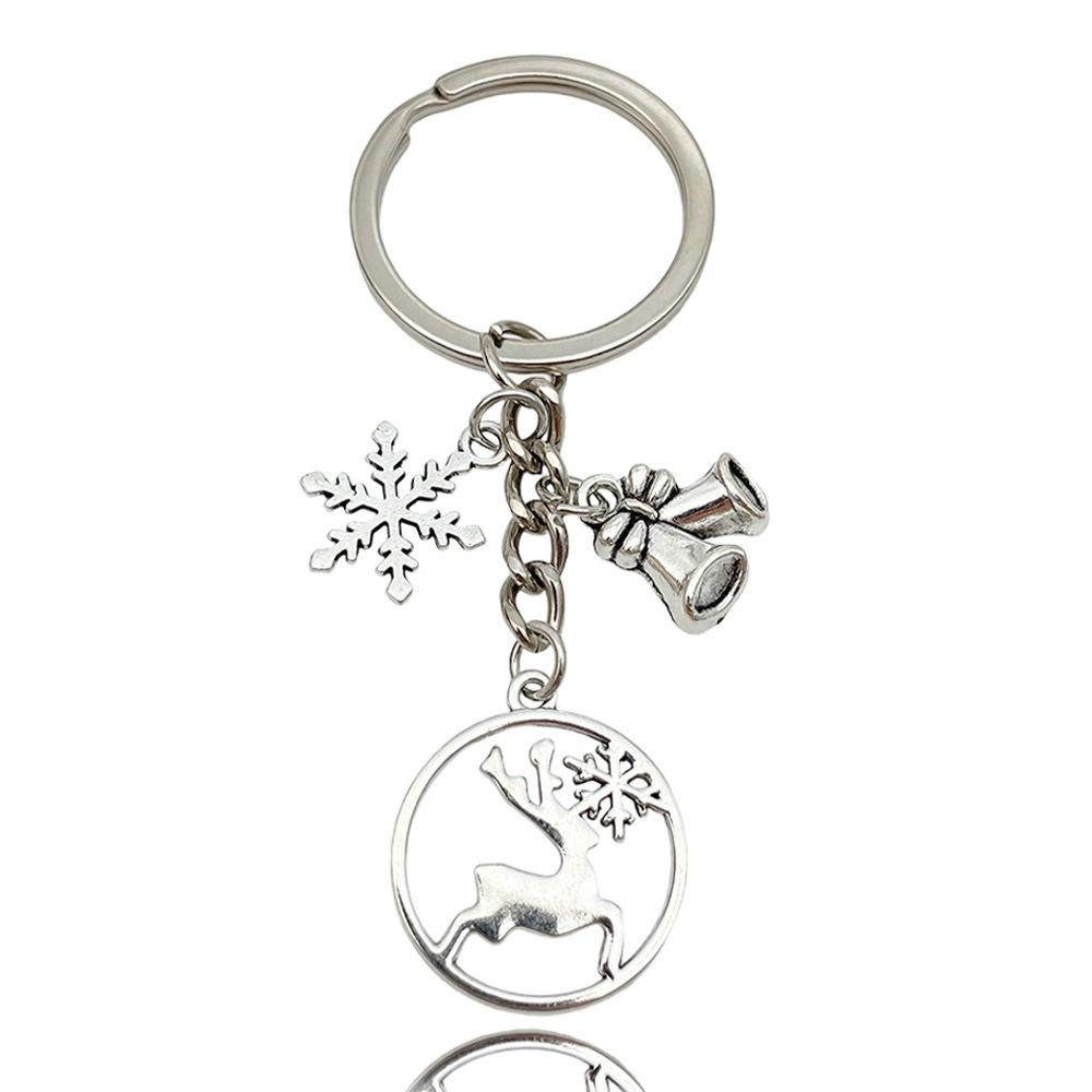 Exquisite Christmas Keychain: Santa, Reindeer, Gift Box, and Bell Ornaments Pendant